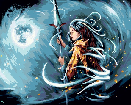 Картина по номерам на холсте со светодиодами 40*50см "Укротительница волн"