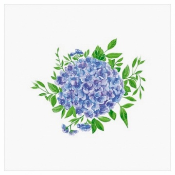 Салфетка Art Bouquet "Голубая гортензия" 20*20см, 30шт., 2-х слойная