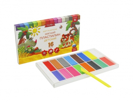 Пластилин детский повышенной мягкости, 16 цветов ПЛ16Д