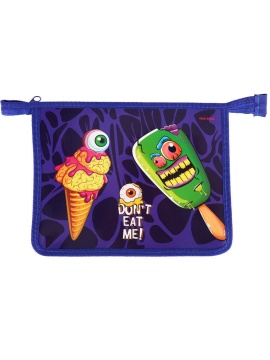 Папка д/тетрад. А5 (250*194*19) 1отд. молния сверху, лам.картон+пластик "Зомби еда"