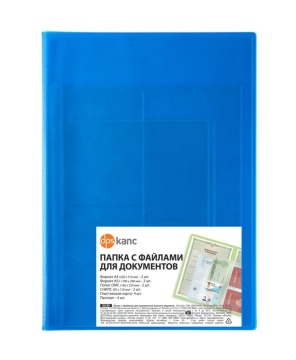 Обложка-органайзер для документов разного формата, ПВХ, матово-голубая