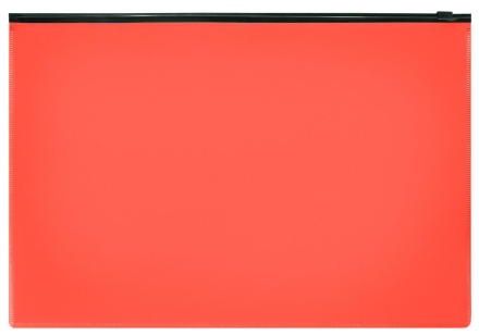 Конверт на молнии А4+ 0,15мм, коралловая , молния черная