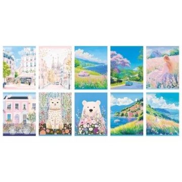 Блокнот А6  32л скоба "Нежные моменты" клетка, мат.лам., тисн., 10диз.в блоке