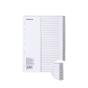 Разделитель листов пластиковый ErichKrause 31 лист, цифровой (1-31), A4 (в коробке по 15 шт.)