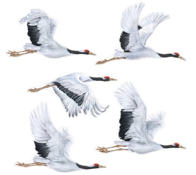 Комплект украшений на скотче 30*40см "Журавли" 5шт