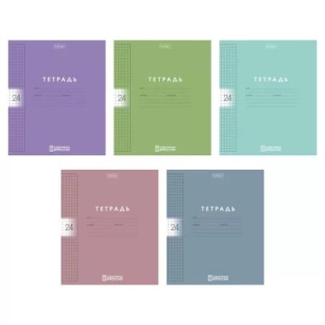 Тетрадь А5 24л кл. Hatber пласт.обл. "Color Set" 5диз.в блоке