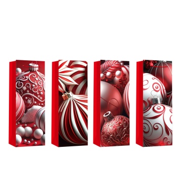 Пакет подар. бум. новогодн. (под бутылку) 36*12,8*8,4 см 210 гр/м2 "Игрушки" микс дизайнов