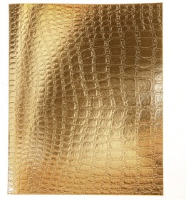 Тетрадь бумвинил А5 48л. скоба, офсет №1, клетка, ЗОЛОТО Metallic, тиснение CROCO, HATBER, 065833