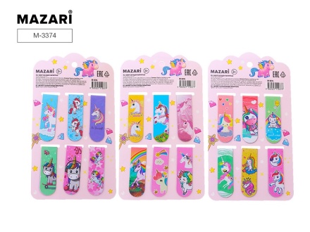 Закладки магнитные. Набор 6 шт. ЕДИНОРОГИ. 5,8*2 см. ассорти