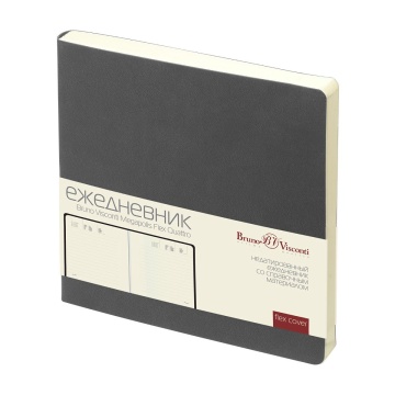 Ежедневник недат. 145*145мм 136л., мягк.пер., иск.кожа "Megapolis Quattro flex. Серый" софт тач