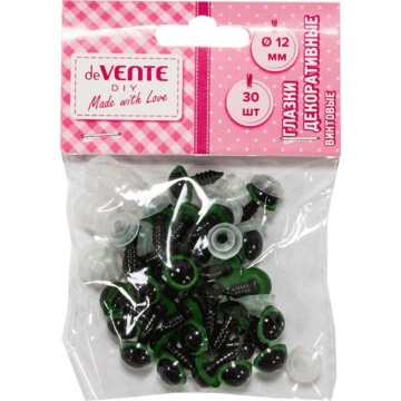 Набор "Глазки" 12мм, 30 шт, винтовые с фиксатором, зеленые