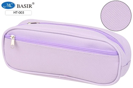 Пенал:  ПВХ, два кармана на молнии, цвет-сиреневый, размер 21,5*8*5,5 см