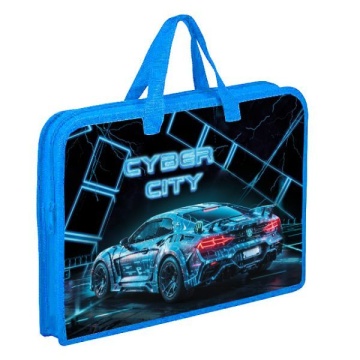 Папка А4 (340*245*40) с ручками, молния, пластик "Cyber city"