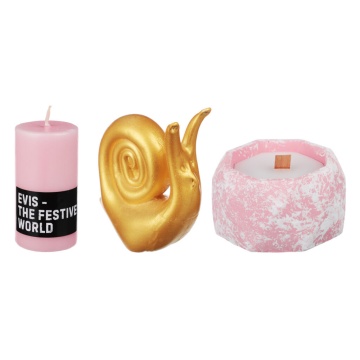 Набор подарочный 15*15см свеча в гипсе кашпо с декором, гипсовая улитка (золото)