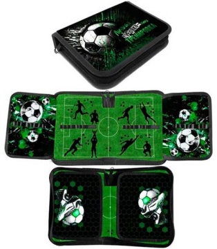 Пенал 1 отд. с 2-мя откид.пл. (200*140*40) молния, ткань "Футбольный лозунг"