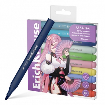 Набор маркеров акриловых  10цв. пулевидн. ErichKrause Manga