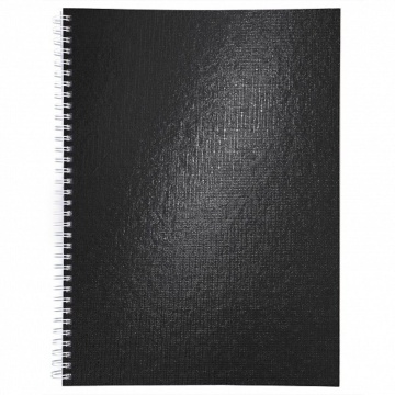 Тетрадь А4 96л кл. гребень бумвинил Hatber "METALLIC Черная"