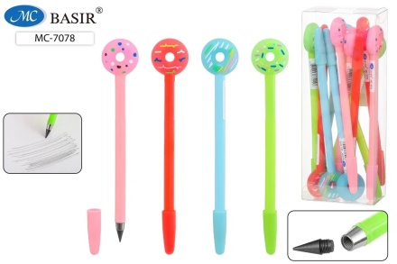 Карандаш вечный "ПОНЧИК"; яркий, цв.корпус ассорти, прорезиненный наконечник.