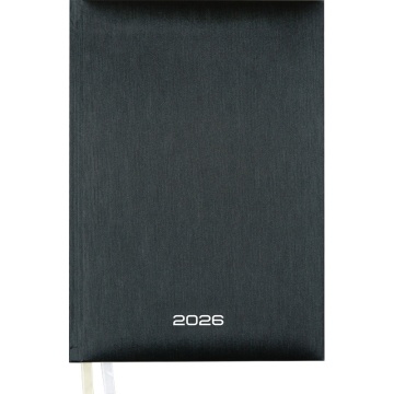 Ежедневник дат. 2026г А5 Attomex. Regent 336стр., черный металлик, тв.обл., бумвинил, ляссе
