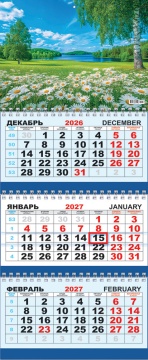 Календарь квартальный на 2027 год "Природа. Поляна ромашек", 295х730мм
