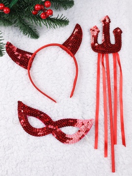 Карнавальный набор "Дьявол в маске" ободок ,трезубец, маска.