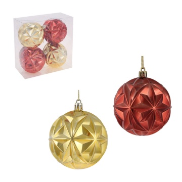 Набор елочных шаров 8 см, 4 шт., бронза, золото, пластик