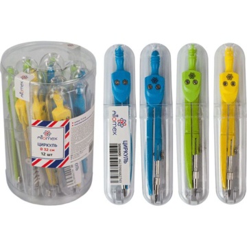 Циркуль металл. Attomex, в пласт.футляре, ассорти