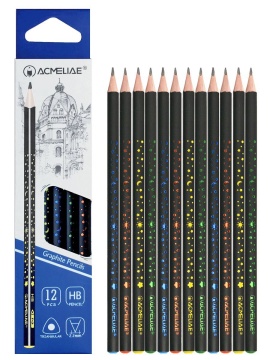Карандаш ACMELIAE HB трехгранный, черн. корпус, с принтом