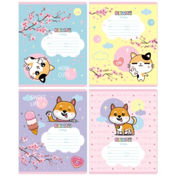 Тетрадь 12 л. Линия. "Сладкий и милый" с блёстками