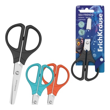 Ножницы ErichKrause Sea Friends, 13 см, ассорти, (в блистере по 1 шт.)