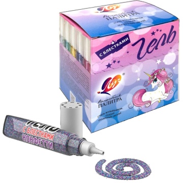 Гель цветной с блестками  Конфети  5мл