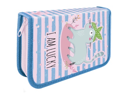 Пенал 1 отд. с 2-мя откид.пл. (200*130*40) молния, ткань "Lucky cat"