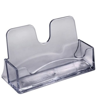 Подставка для визиток, пластик, тонированная серая