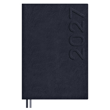 Ежедневник дат. 2027г А5 176л., кожзам, мягк.пер. "Шевро Синий", блинт.тисн., ляссе