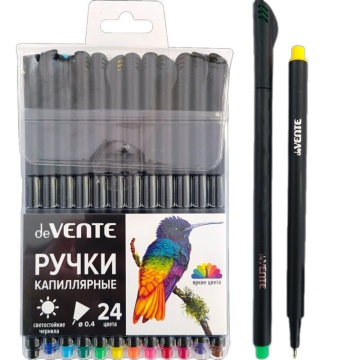 Набор капиллярных ручек "deVENTE. Drops" 0.4мм, 24цв.,черный корпус