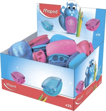 Точилка пласт. с контейнером 2 отв. PULSE ассорти