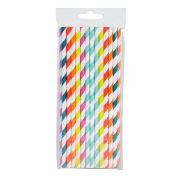 Трубочка д/коктейля "Полосатое ассорти" бумага, 25шт, 20см