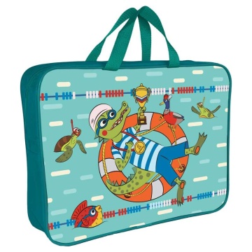 Папка А4 (360*270*80) с ручками, молния, ткань "Крокодил-чемпион "