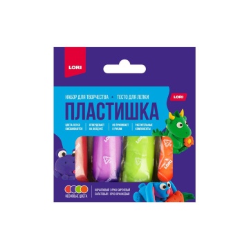 Тесто для лепки  4 цв.*30 гр., в карт. коробке, неон