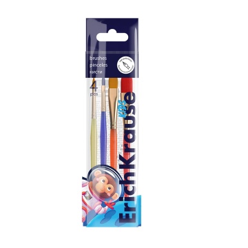 Набор кистей Erich Krause Space Animals синтетика 4шт