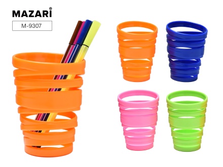 Подставка для канц.принадлежностей ABRIS. 12х8,5см, пластик, ассорти 4 цв.