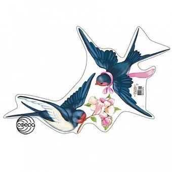 Плакат 20*30см "Ласточки с веточкой яблони"