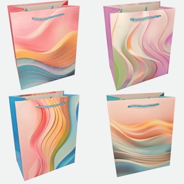 Пакет подар. бумажн. 18*24*8,5 см 210 гр/м2 Pink Wave, 4 дизайна