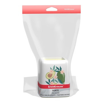 Подставка настольная пластиковая ErichKrause Форте, Авокадовый закат, белая с желтой пастельной вста