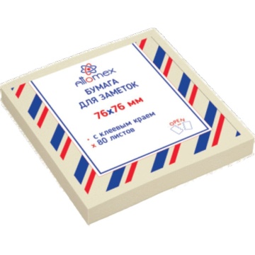 Бумага с липким краем (76*76мм)  80л, желтый