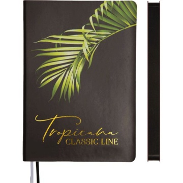 Ежедневник недат. А5 deVENTE Tropicana 320стр., черный с рисунком, тв.обл.,кожзам.,бумага 70г/м