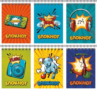 Блокнот А7  40л гребень "Гаджеты" клетка, выб.твин -лак
