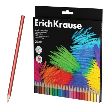 Цветные карандаши пластиковые ErichKrause Черная серия шестигранные 24 цвета (в коробке с европодвес