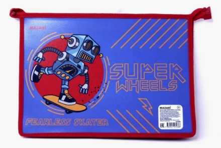 Папка для труда. А4, на молнии. 325*230*100 мм, "FEARLESS SKATER"  пластиковая