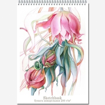Скетчбук А4  20л., гребень, 200гр/м2 "Aquarelle" акварельная бумага, жестк.подложка